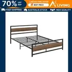 Bed Frame Double Size Metal Base Mattress Platform Foundation Black DREW BK-AB