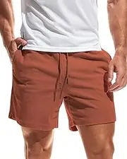 [AIMPACT] Mens Corduroy Shorts 5/6 Inseam Casual Elastic Waist Drawstring Summer Beach Shorts for Men with Pockets, Brown, Large