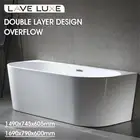 1490/1690mm Back to Wall White Bath Tub Sanitary Grade Acrylic Soaking Bathtub