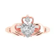 1.45ct Heart cut Celtic Claddagh Engagement Promise Statement Ring 14k Rose Gold