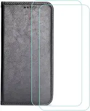 LCEHTOGYE Cover for Redmi Note 13 Pro+ + 2 Slice HD Tempered Glass,Shell PU BracketBumper Protective Back Case - Anti-Scratch Screen Protector for Redmi Note 13 Pro+-YSFQC -Black