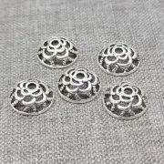 12pcs of 925 Sterling Silver Rose Flower Bead Caps Bracelet Spacers 9mm