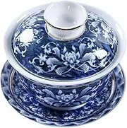 BEBEMOKO 1 Set of Traditional China Gongfu Teacup Food-Grade Ceramic Teaware Decorative Tureen with Lid Saucer