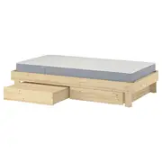 GLAMBERGET bed frame with storage and mattress, pine/Vesteröy extra firm, Single