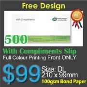 500 With Compliment Slip Full Colour Printing (Front Only)on 100gsm bond paper