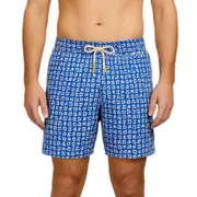 Mens' Swim Shorts with Blue Geometric Shapes