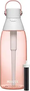 Brita Insulated Filtered Water Bottle with Straw, Reusable, BPA Free Plastic, Blush, 36 Ounce