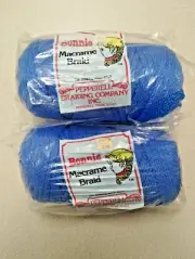 Lot of 2- Macrame Braid Cord 6mm 100 Yards Royal Blue, Pepperell Bonnie, Vintag