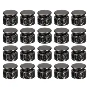24pcs Double Hole Spring Cord Locks Toggle Stopper for Clothes, Black