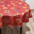 Tablecloth Oval Red Christmas Tapestry Fabric Tablecloths Red with Golden thread