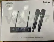 Bietrun WXM27 Wireless Rechargeable Dual UHF Cordless Microphone System NEW INB