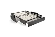 Giantex Queen Size Platform Bed Adjustable Metal Frame w/ 3 Storage Drawers & Casters Mattress Foundation Grey