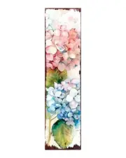 36" White Blue And Pink Hydrangeas Solid Wood Porch Sign