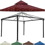 Gazebo Replacement Covers 3m x 3m Waterproof 2 Tier Roof Replacement Gazebo Canopy with Air Vented Top 300D Oxford Cloth for Outdoor Pergola Patio (Top Only),Red