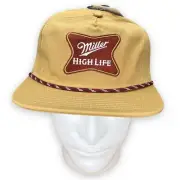 Millers Snapback Cap Hat High Life logo Beer Beige Corduroy Rope Party Golf