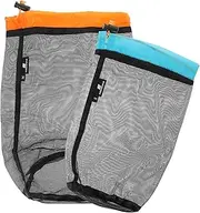 POPETPOP 2Pcs Travel Mesh Drawstring Storage Bag Compact Clothes Organizer for Sleeping Bags and Travel Essentials Durable Space Saving Design