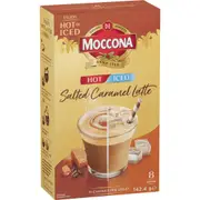 Moccona Iced Hot Salted Caramel Latte Coffee Sachets 8 Pack