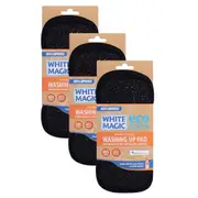 3x White Magic Double-Sided Washing Up Pad Cleaning Sponge Scrubbing Midnight