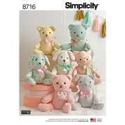 Simplicity Kwik Sew Sewing Pattern 8716 4392 14' Tall Cat Bear Dog Craft Teddy