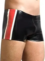 [DAIJES] Black and Red White Latex Boxer Shorts with Trims Two Sides Underwear Rubber Boyshorts