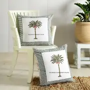 2 PC Cotton Cushion Cover Palm Tree Hand Block Printed Decorative Pillow Covers