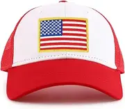 [Armycrew] Yellow American Flag Patch Youth Size 6 Panel Trucker Baseball Cap