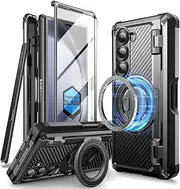 [SUPCASE] for Samsung Galaxy Z Fold 6 Case with S Pen Holder (Unicorn Beetle Pro Mag), [Compatible with MagSafe] [Built-in Tempered Glass Screen Protector & Stand], Black