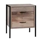 Artiss Barnly Bedside Side Lamp Table Nightstand 2 Drawers Black Metal Frame Oak