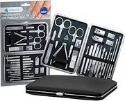 Relaxvital Nail Care Set Black/Silver [18-Piece Nail Set] - Fingernail Care Set and Manicure Set for Men and Women - Pedicure Set for All-Round Nail Care