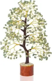Green Jade Chakra Tree of Life Crystal for (Golden Wire)