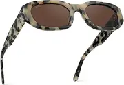 [WearMe Pro] Women's Chunky Narrow Rectangular Sunglasses - Polarized, Lightweight Acetate, 100% UV Protection