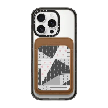 Snappy MagSafe Wallet Snappy™ BioVeg Wallet MagSafe Compatible Geometrical black white pink abstract shapes pattern