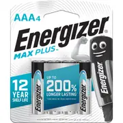 Energizer Max Plus High Performance AAA Alkaline Batteries 4 pack