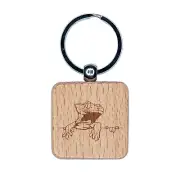 Crested Gecko on Ledge Lizard Engraved Wood Square Keychain Tag Charm
