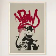 Galrie Banksy Gangsta Rat Art Print - Iconic Urban Rebellion Poster, 2004, Wood Frame, 70 x 100cm (28 x 40inch)
