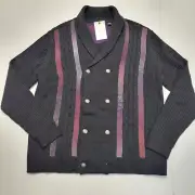 New ROBERT GRAHAM Double Breasted Yale BLACK Cardigan Men X-LARGE XL Wool $455