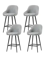[Artiss] Upholstered Bar Stools 4x in Grey