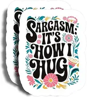 Sarcasm: It's How I Hug Magnet - 5" On Longest Side - Hippie Soul Sunflower Peace Sign Groovy - 2 Pack - Thick Strong Magnet - Magnet for Fridge, Toolbox, Cars - Made in USA - PLDFMAG0926