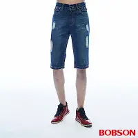 在飛比找Yahoo奇摩購物中心優惠-BOBSON 男款刷破牛仔短褲