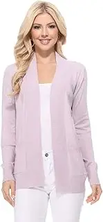 [YEMAK] Women's Knit Cardigan Sweater – Long Sleeve Open Front Basic Classic Casual Soft Lightweight Knitted Shrug with Pocket
