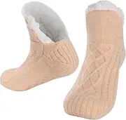 [Risipu] Slipper Socks for Women Man Ladies Girls Warm Winter Non-Slip Socks Knitted Thick Fluffy Socks with Grippers
