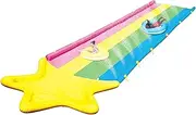 WOW Sports Rainbow Star Super Water Slide with 2 Inflatable Sleds, Inflatable Water Slide with Built-in Star Splash Pool and Sprinklers