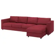 VIMLE 4-seat sofa, with chaise longue/Lejde red/brown