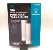 USB 5" RECHARGEABLE DIMMABLE UP TO 55 HOURS WHITE LED PORTABLE TASK LIGHT 2PACK