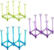 3 Pcs Drying Holder Retractable Cup Drying Rack Drinking Glass Holder Stand Plastic Bag Dryer and Mug Tree Cup Stand Tray Holder (1Blue，1Green，1Purple