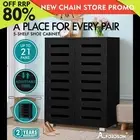 ALFORDSON Shoe Cabinet Organiser Storage Rack Drawer Shelf 21 pairs Black
