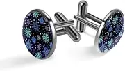 [Generic] Men's Cufflinks, Snowflakes and Snow Dots Cuff Links for Men, Classic Cufflinks Black for Suit Shirt Wedding Business Birthday Jewelry Gift