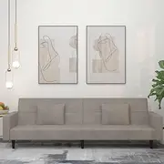 2-Seater Velvet Sofa Bed, Light Grey Convertible Couch for Living Room, Folding Lounge Futon Sleeper