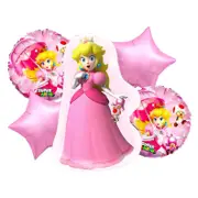 5pcs Princess Peach Foil Balloons Girls Birthday Party Decorations