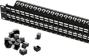 iwillink 48 Port Blank Keystone Patch Panel with (24-Pack) Blank Keystone Jack Inserts - 2U 19" Metal Rackmount or Wallmount Housing for Keystone Jacks/Keystone Panel